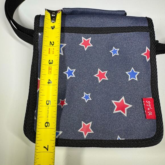 STAR Red Blue Star Print Crossbody Wallet Purse Vinyl Travel Organizer - Picture 11 of 13
